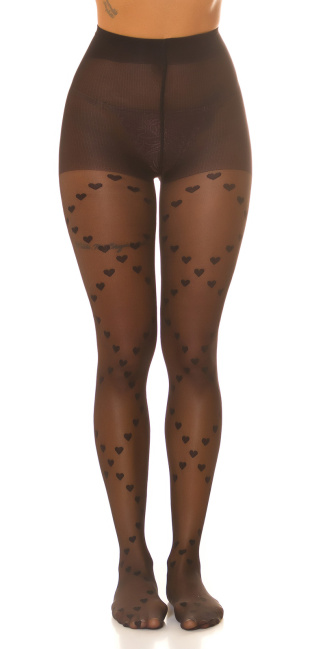 Tights with Print "Hearts" Black